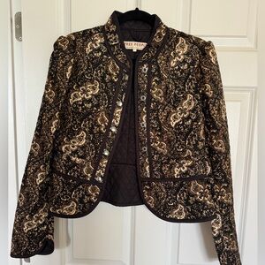 Free People Black and Gold Brocade Jacket